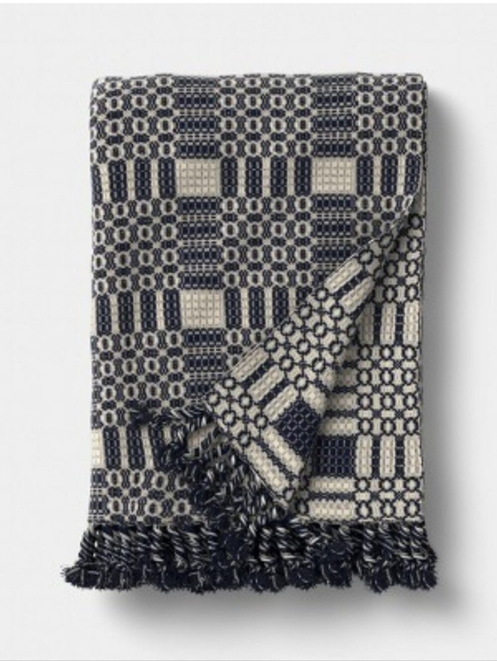 Geo Woven Throw with Tassel Fringe Throw Blanket Blue/Neutral - Threshold